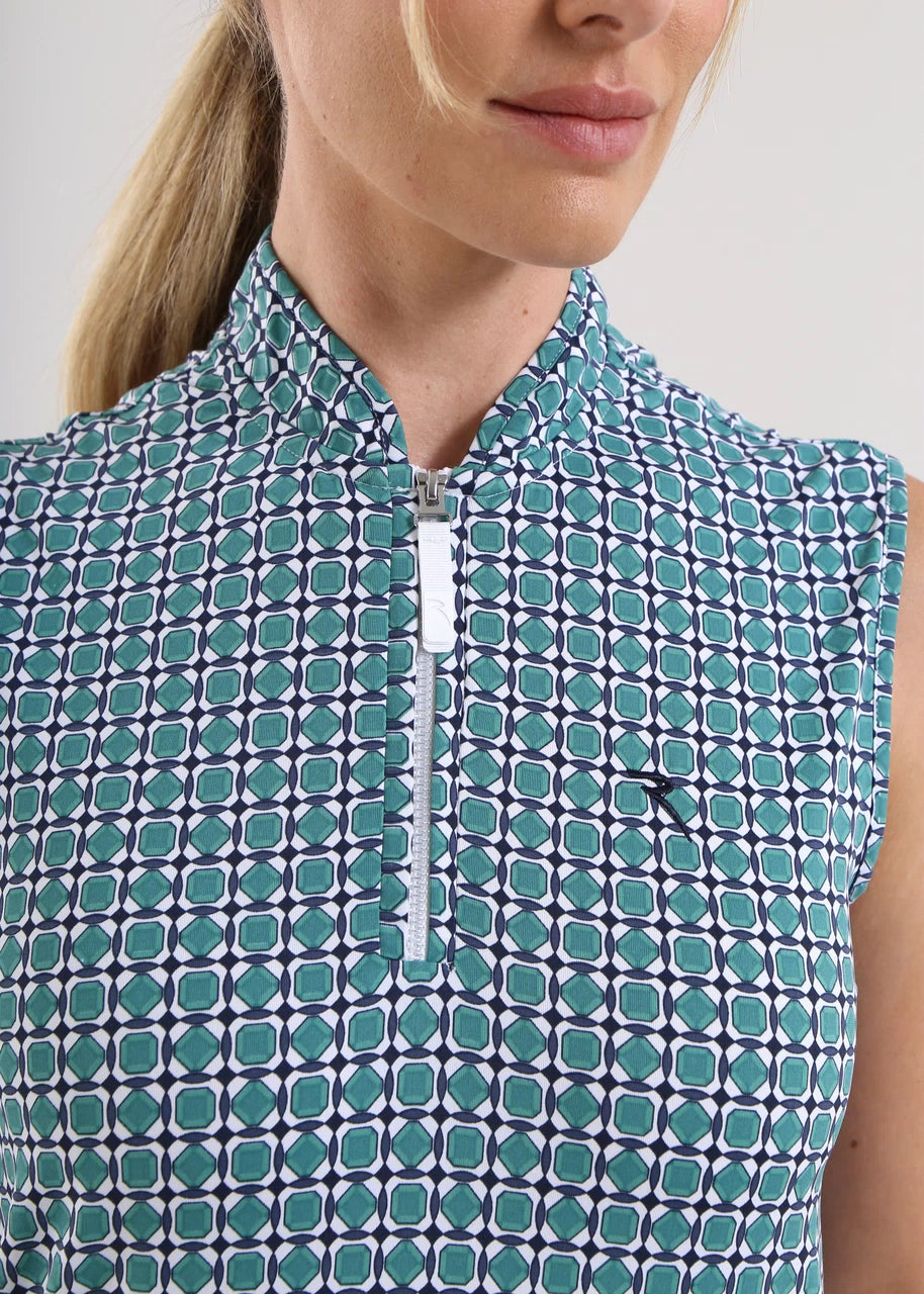 POLO DE MUJER CHERVO ANTIGUA VERDE OSCURO / BLANCO