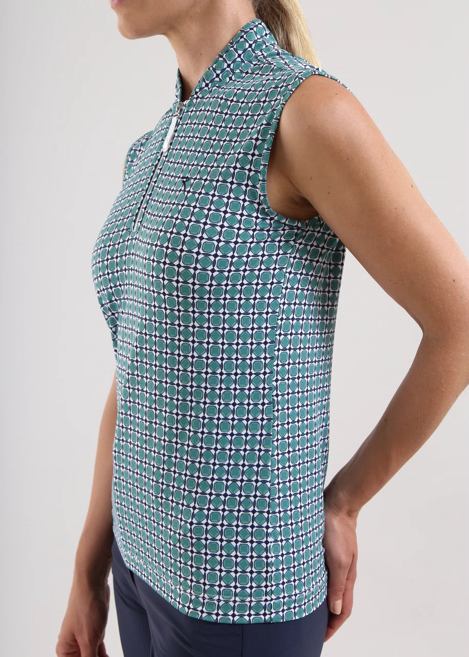 POLO DE MUJER CHERVO ANTIGUA VERDE OSCURO / BLANCO