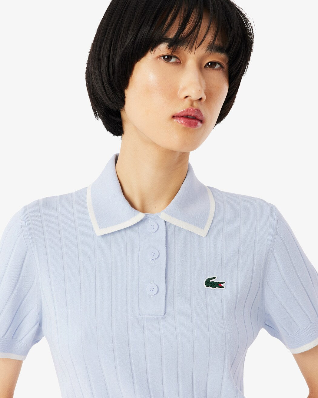 POLO DE MUJER LACOSTE LAYER CELESTE