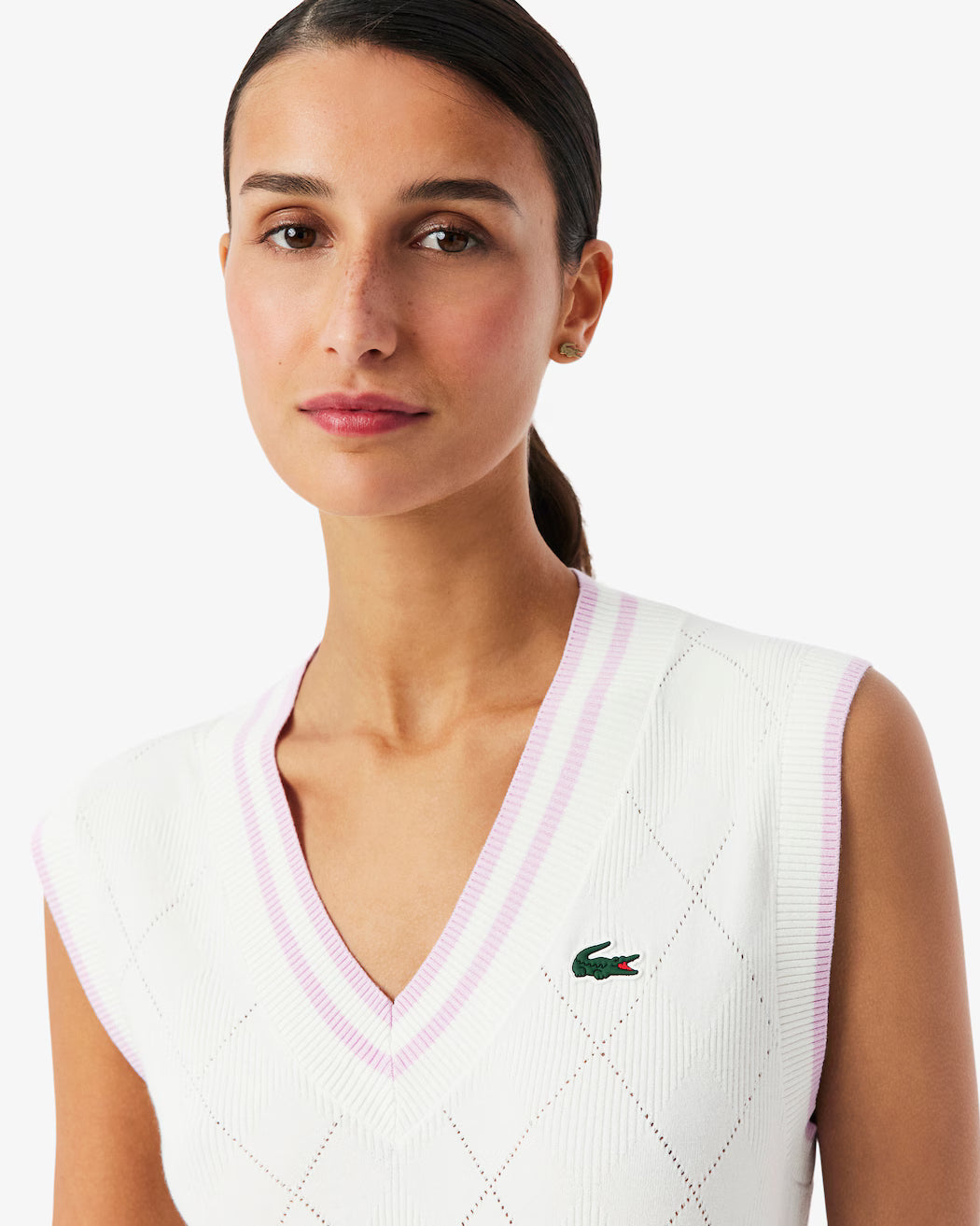 CHALECO DE MUJER LACOSTE NECK BLANCO / MALBA