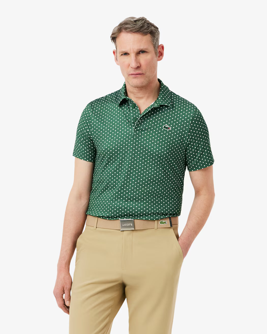POLO LACOSTE PERFORMANCE PRINT BLANCO / VERDE