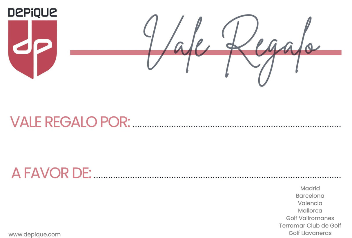 Tarjeta Regalo Depique — Vale Regalo para golf | Canjeable en web y tiendas