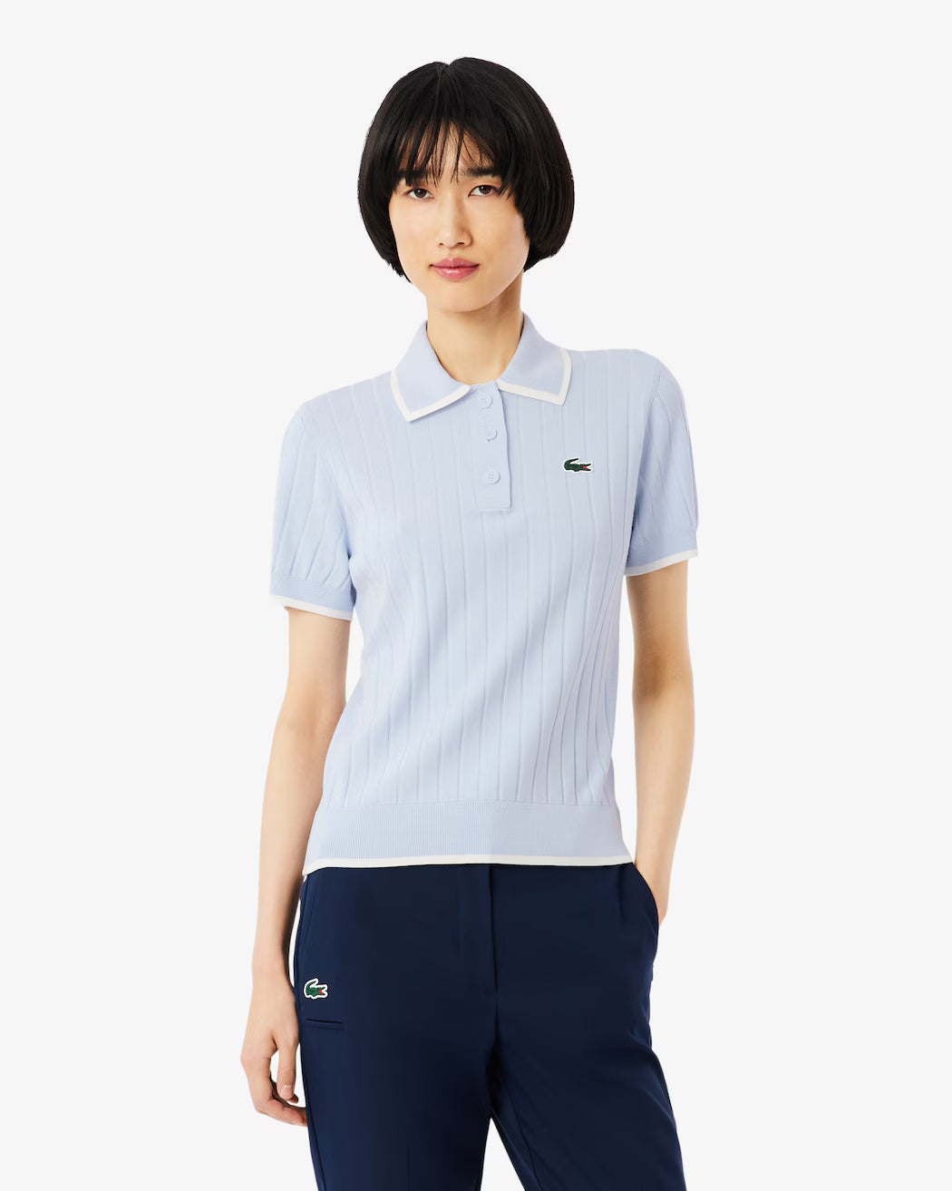 POLO DE MUJER LACOSTE LAYER CELESTE