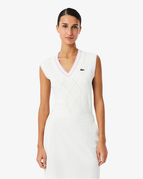 CHALECO DE MUJER LACOSTE NECK BLANCO / MALBA