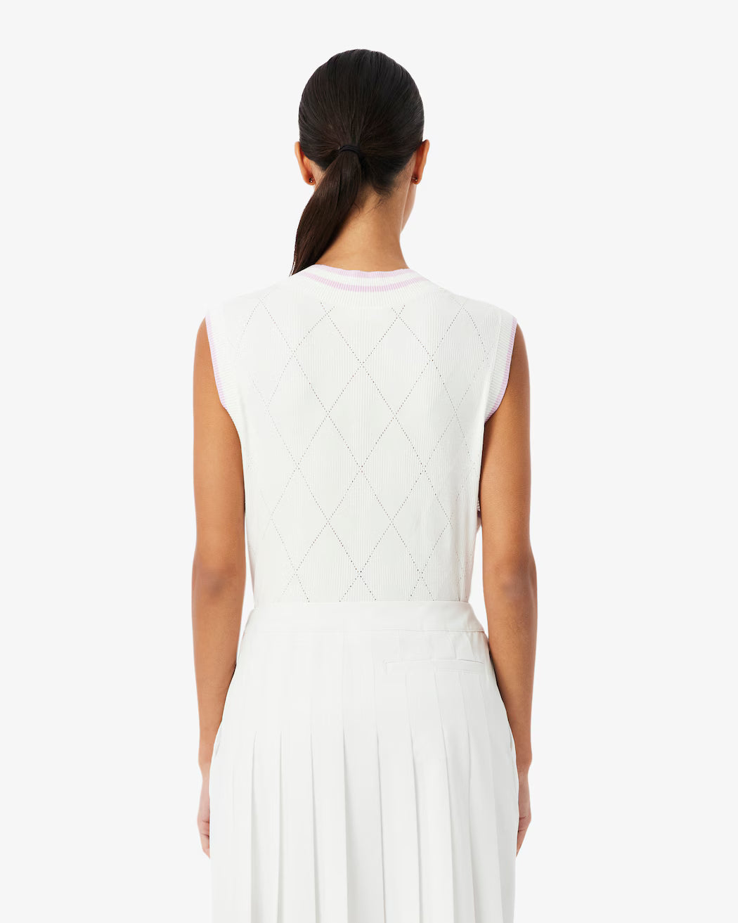 CHALECO DE MUJER LACOSTE NECK BLANCO / MALBA