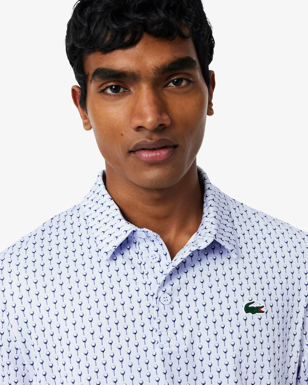 POLO LACOSTE PERFORMANCE PRINT CELESTE / BLANCO