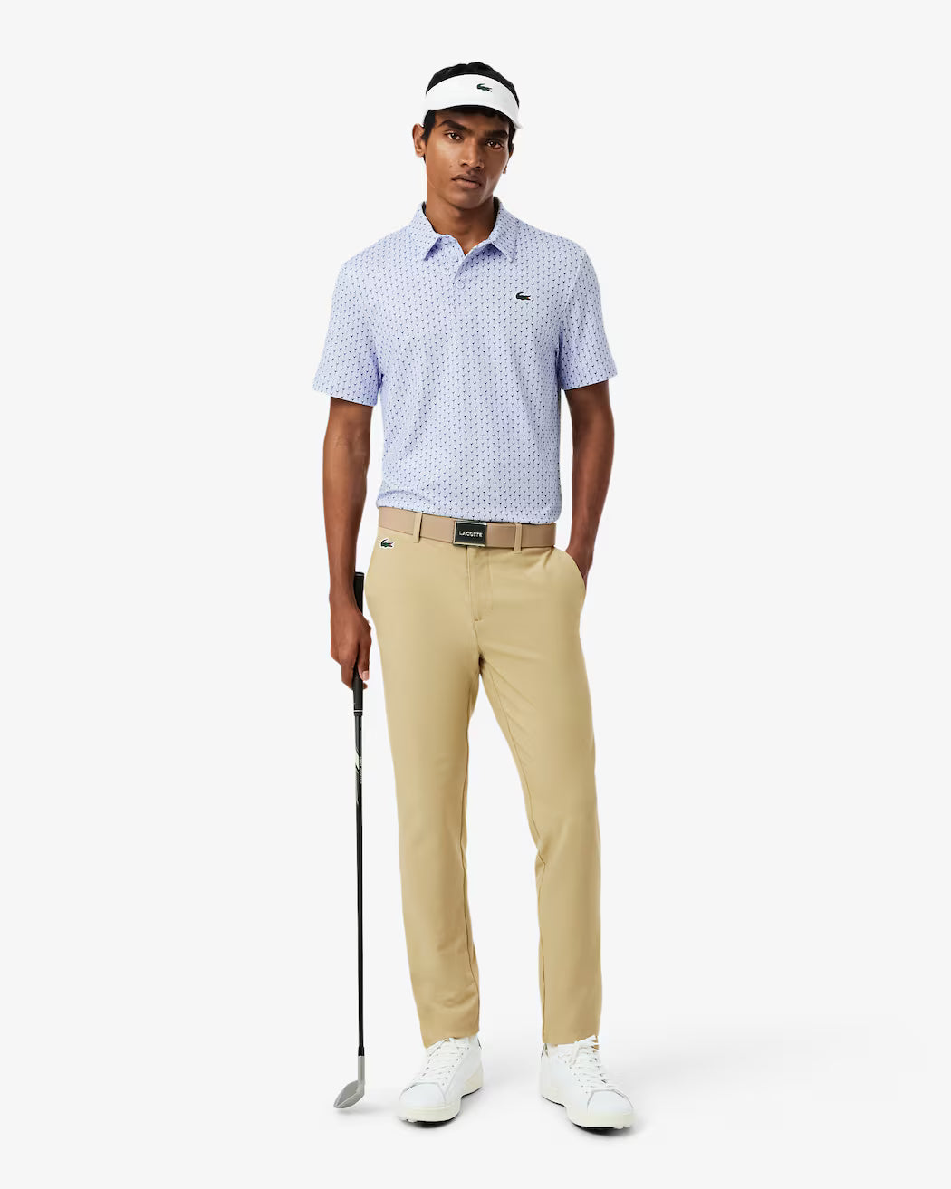 POLO LACOSTE PERFORMANCE PRINT CELESTE / BLANCO