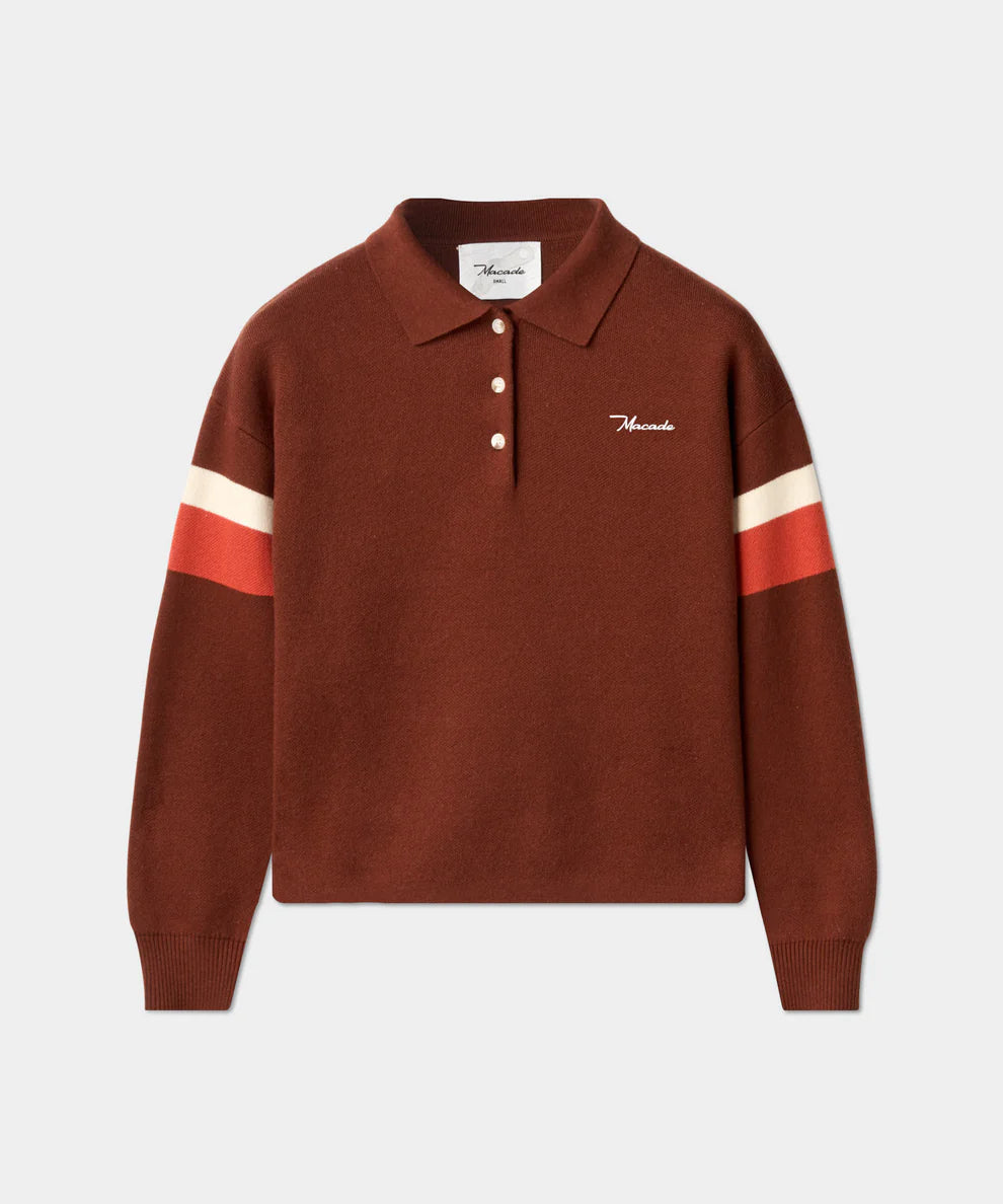 JERSEY MACADE LITE KNIT POLO SWEATER