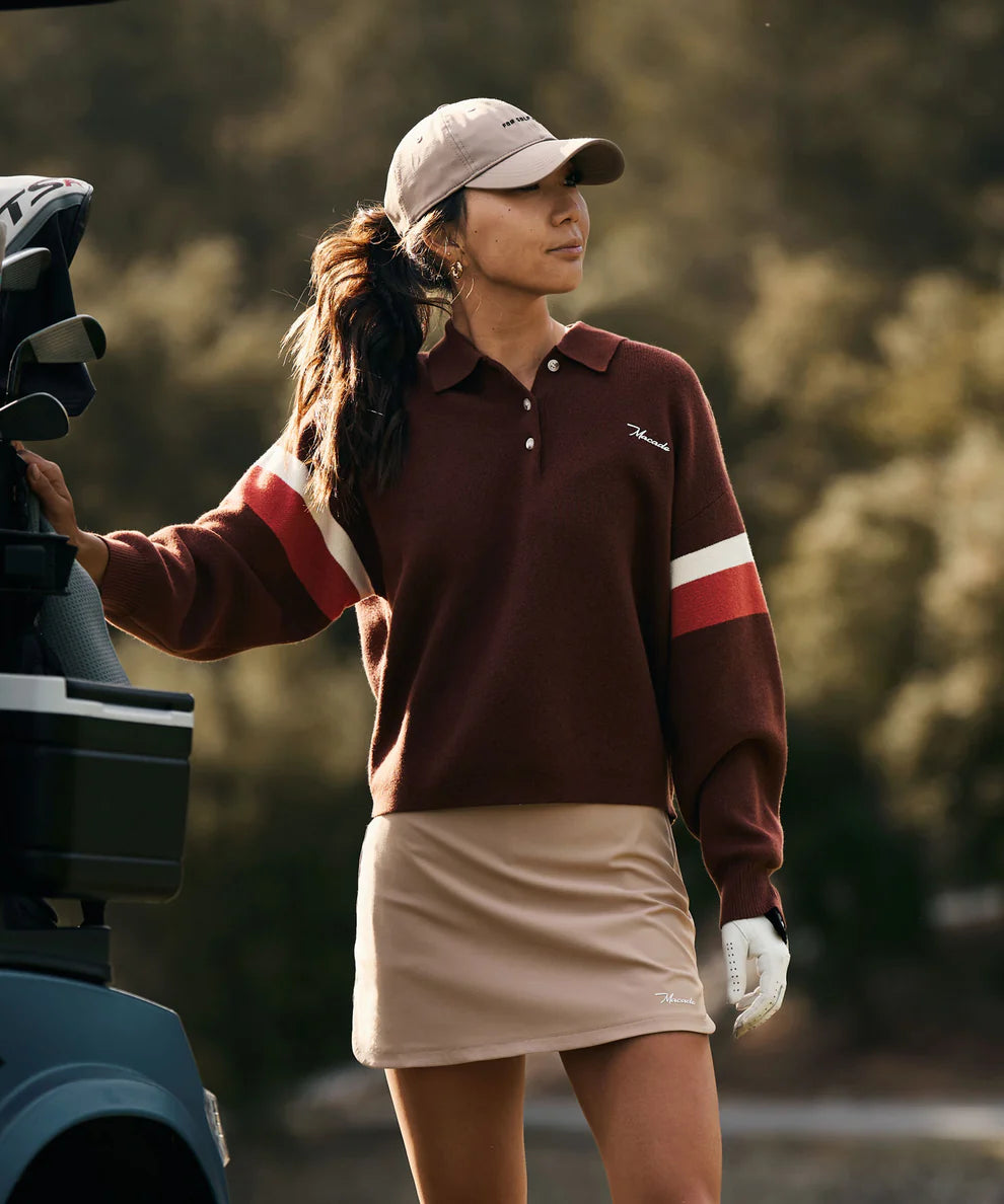 JERSEY MACADE LITE KNIT POLO SWEATER